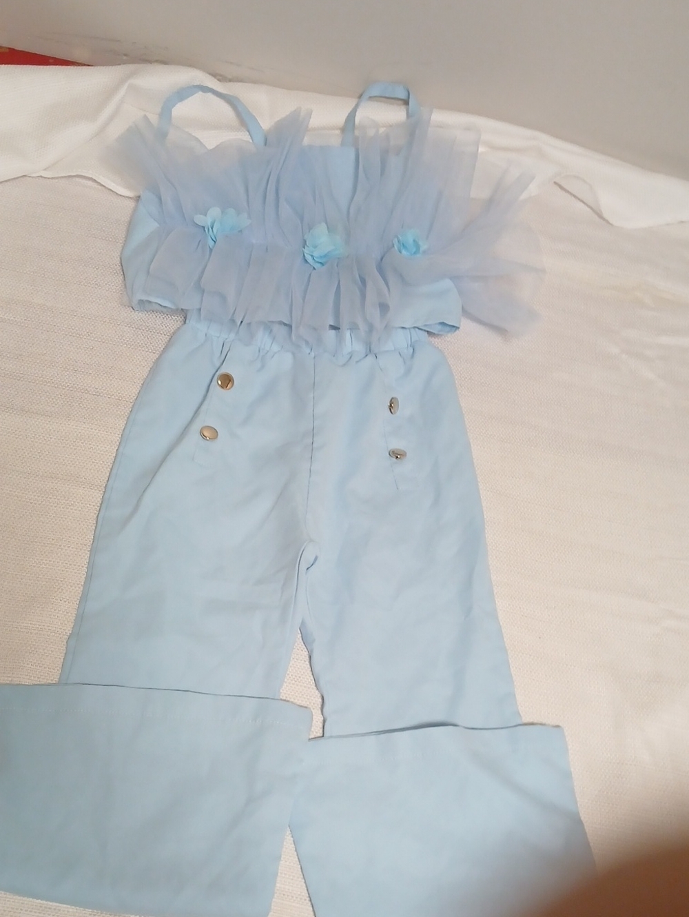 Light Blue Tulle Floral Jumpsuit